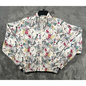 Vintage Lady La Mode 80s 90s Y2K all over print golf womens L jacket Made In USA